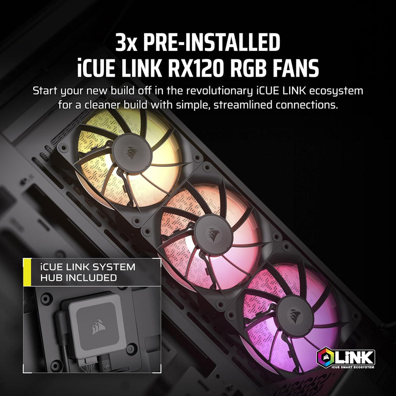 CORSAIR iCUE LINK 3500X RGB Black 黑色 Tempered Glass Mid-Tower Case CC-9011280-WW