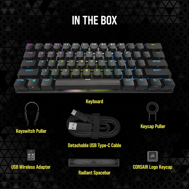 【CORSAIR 5月份電競產品優惠】Corsair K70 PRO MINI WIRELESS 60% Mechanical Keyboard CHERRY MX Red Axis Key Switch with RGB Backlight - Black CH-9189010-NA