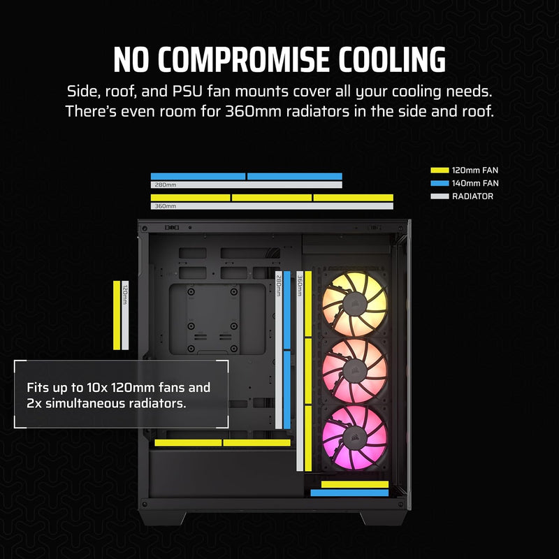 CORSAIR iCUE LINK 3500X RGB Black 黑色 Tempered Glass Mid-Tower Case CC-9011280-WW