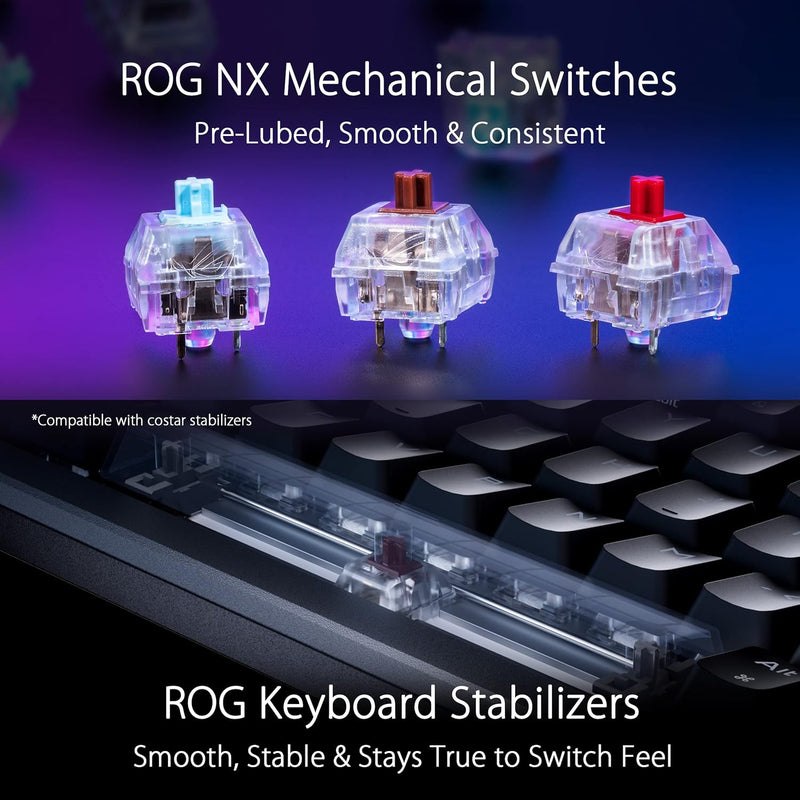 ASUS 華碩 ROG AZOTH NX 75% RGB (黑色)無線自組電競機械鍵盤 (茶軸)(90MP0317-BKUA01)