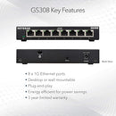 NETGEAR GS308-300UKS 8-Port Gigabit Ethernet SOHO Unmanaged Switch