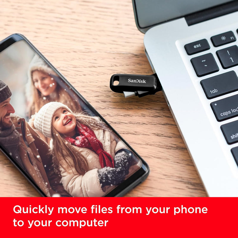 SanDisk Phone Drive 64GB Black (Type-C+A) Dual Flash Drive USB 3.2 GEN1 100MB/s SDDDC6-064G-G46 772-4671 