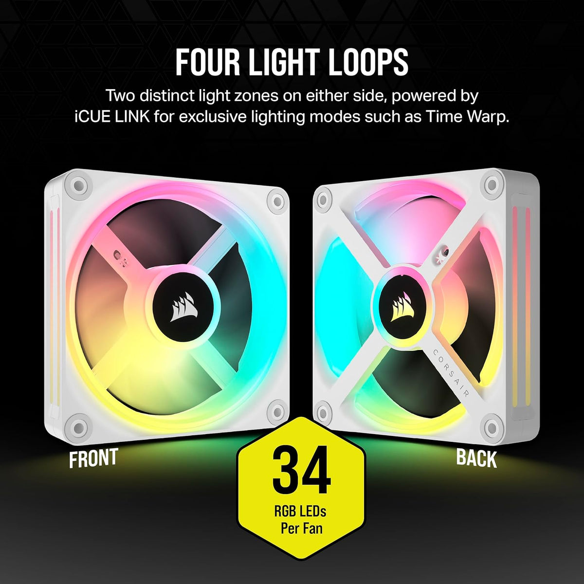 Corsair iCUE LINK QX120 RGB White 120mm PWM PC Case Fan Starter Kit wi