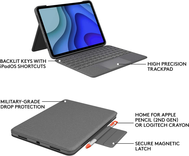 Logitech Slim Folio Pro Bluetooth Keyboard Case (for iPad Pro 11" 1st and 2nd generation) 920-009720 Original licensed product