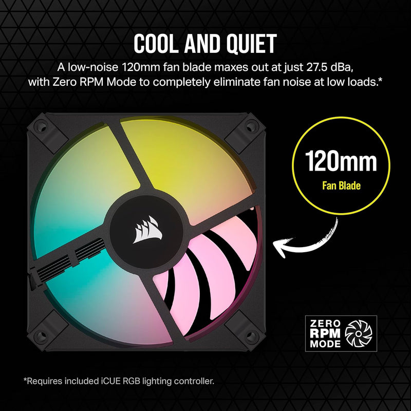 Corsair iCUE AF120 RGB SLIM 120mm PWM Fluid Dynamic Bearing Dual Fan Kit - Black 黑色 (Twin Pack 兩件裝) CO-9050163-WW