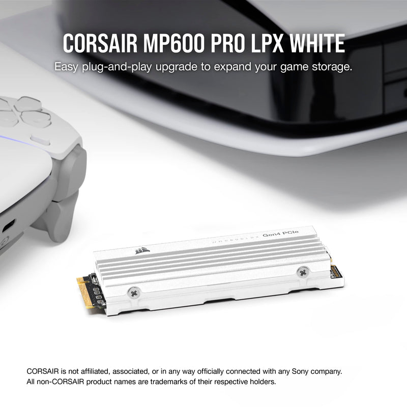 Corsair 4TB MP600 PRO LPX White 白色 w/Heatsink CSSD-F4000GBMP600PLPW M.2 2280 PCIe Gen4 x4 SSD