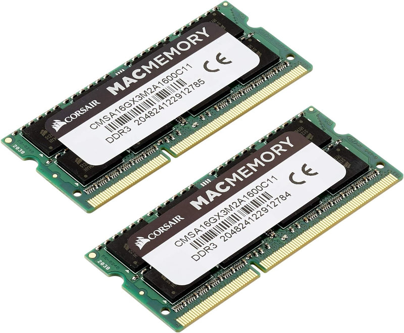 CORSAIR Mac Memory DDR3 SODIMM 16GB Kit (2x8GB) DDR3L 1600MHz CMSA16GX3M2A1600C11 Memory Apple Certified