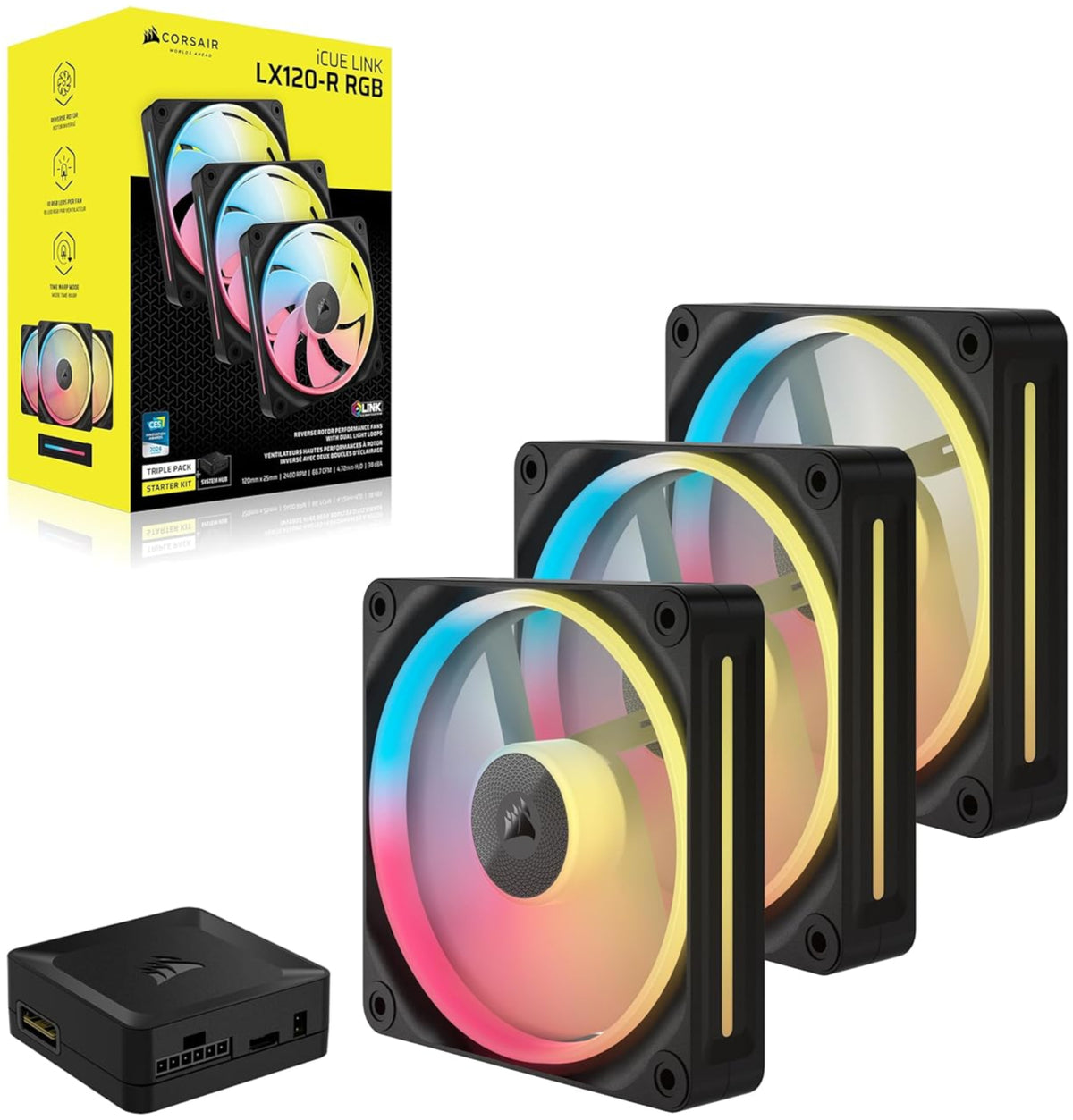 CORSAIR　iCUE LINK LX120 LX120-R 計9個セット CORSAIR iCUE Link LX120 RGB 120mm PWM Fans Triple Pack