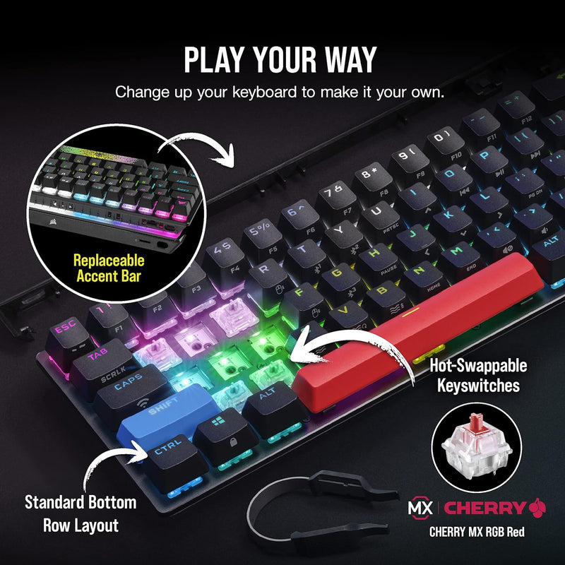 【CORSAIR 5月份電競產品優惠】Corsair K70 PRO MINI WIRELESS 60% Mechanical Keyboard CHERRY MX Red Axis Key Switch with RGB Backlight - Black CH-9189010-NA