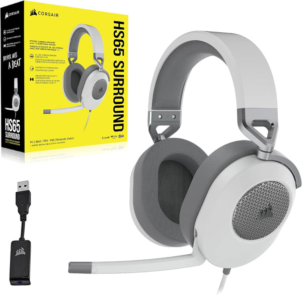 Corsair HS65 SURROUND Wired Gaming Headset — White CA-9011271-AP 