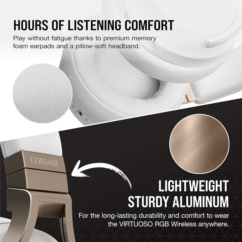【至抵優惠】Corsair VIRTUOSO RGB Wireless High-Fidelity Gaming Headset - Pearl CA-9011224-AP