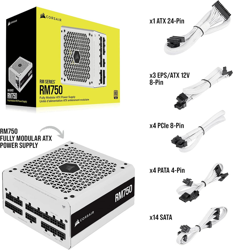 CORSAIR 750W RM750-WH-21 RM White 80Plus Gold Full Modular Power Supply (CP-9020231-UK) 