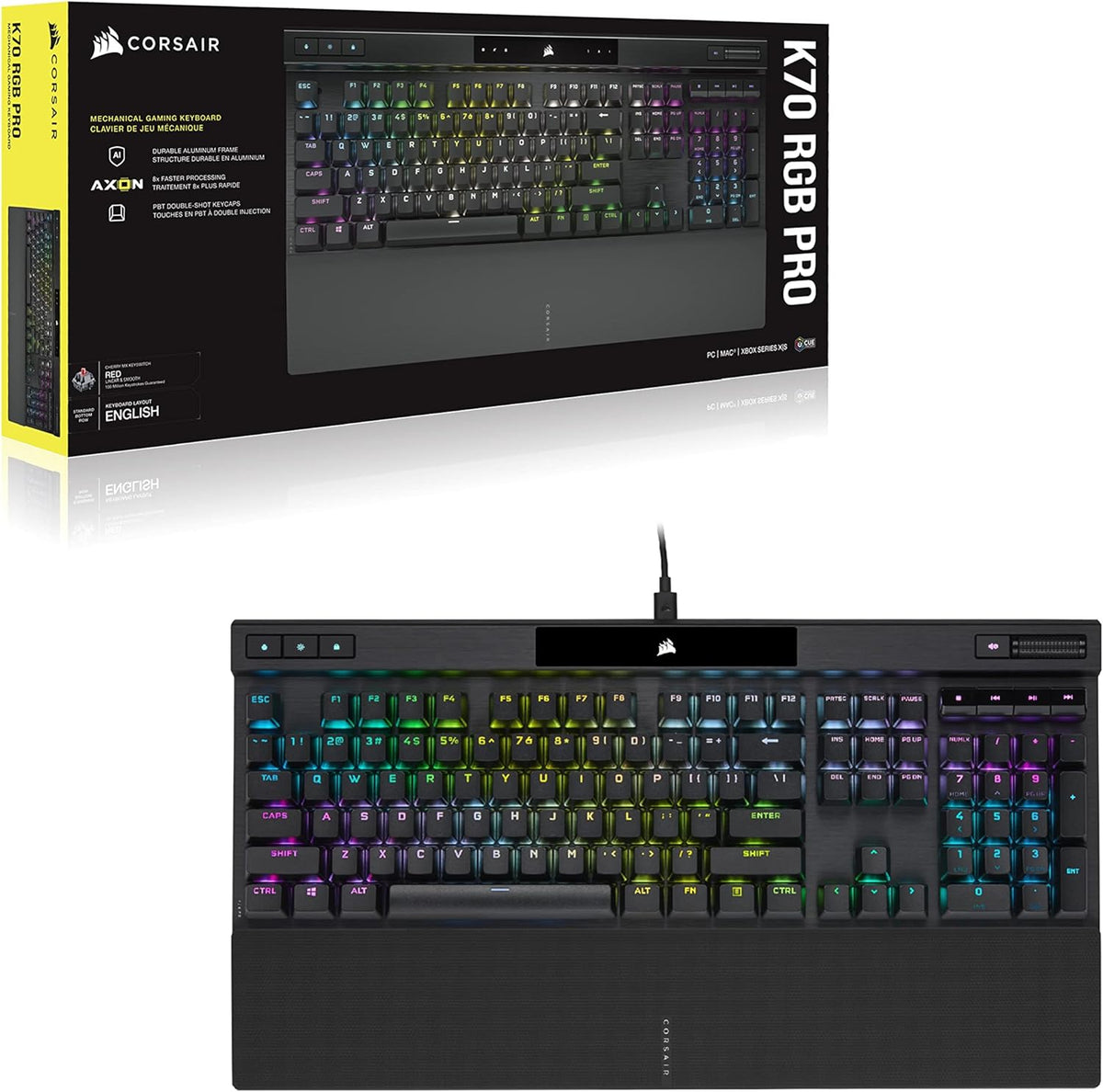 Corsair K70 RGB PRO Mechanical Gaming Keyboard with PBT DOUBLE SHOT PR
