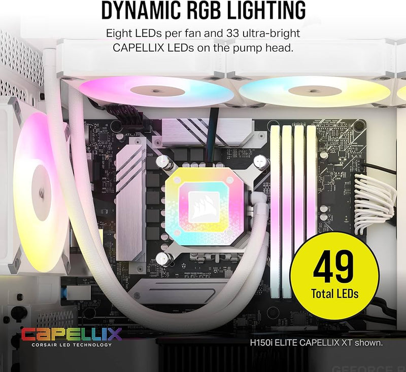 CORSAIR iCUE H100i ELITE CAPELLIX XT WHITE 白色 ARGB 240mm Liquid CPU Cooler CW-9060072-WW