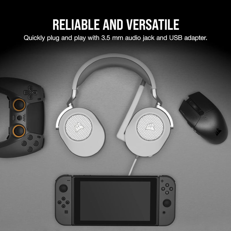 CORSAIR HS65 SURROUND Wired Gaming Headset — White CA-9011271-AP