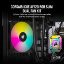Corsair iCUE AF120 RGB SLIM 120mm PWM Fluid Dynamic Bearing Dual Fan Kit - Black 黑色 (Twin Pack 兩件裝) CO-9050163-WW