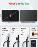 Intehill 便攜式顯示器 U16ZA 16" 3072x1920 3K 60Hz 16:10 IPS 非觸控式螢幕 MO-IU16ZA
