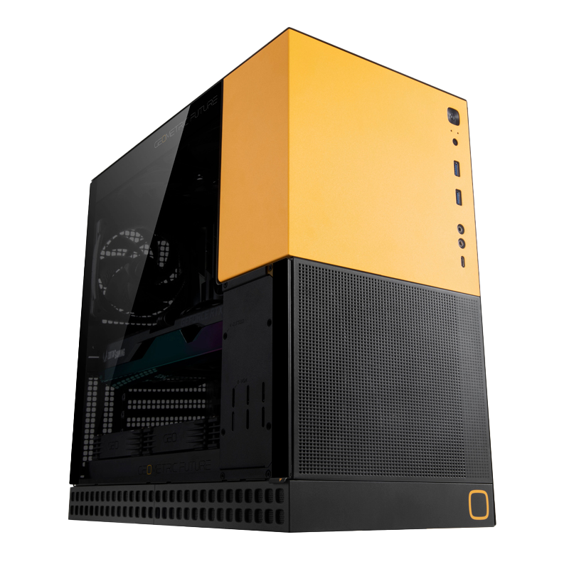 Geometric Future MODEL 4 King Arthur Black / YellowTempered Glass ATX Case