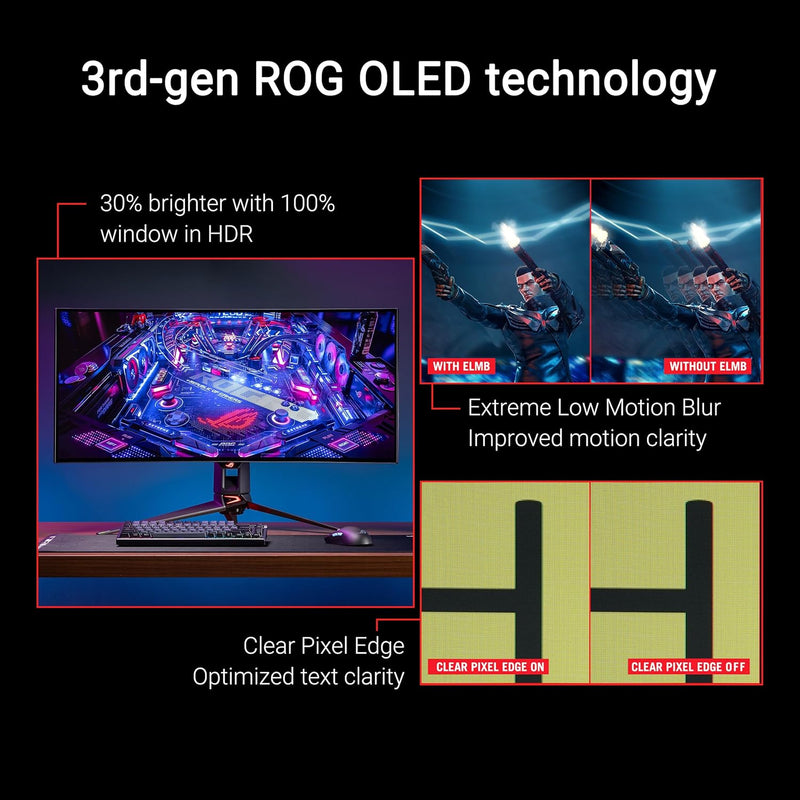 ASUS 39" ROG Swift OLED PG39WCDM 240Hz WQHD 3440x1440 WOLED (21:9) 曲面電競顯示器 MO-AG39WCD