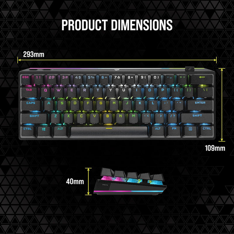 [New Year Offer] Corsair K70 PRO MINI Wireless 60% Mechanical Keyboard CHERRY MX Red Axis Key Switch with RGB Backlight - Black CH-9189010-NA