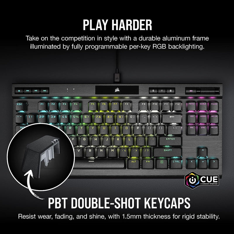 [New Year Offer] Corsair K70 RGB TKL CHAMPION Series Optical-Mechanical Gaming Keyboard with PBT DOUBLE SHOT PRO Keycaps CH-911901A-NA