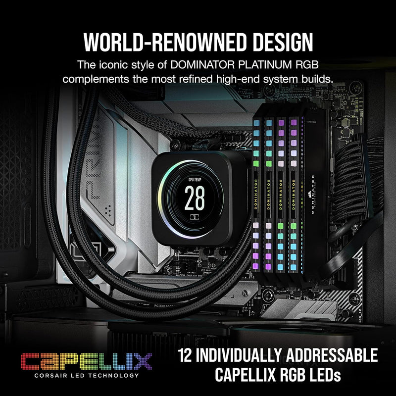 CORSAIR 32GB Kit (2x16GB) DOMINATOR PLATINUM RGB CMT32GX5M2X6200C36 DDR5 6200MHz Memory 