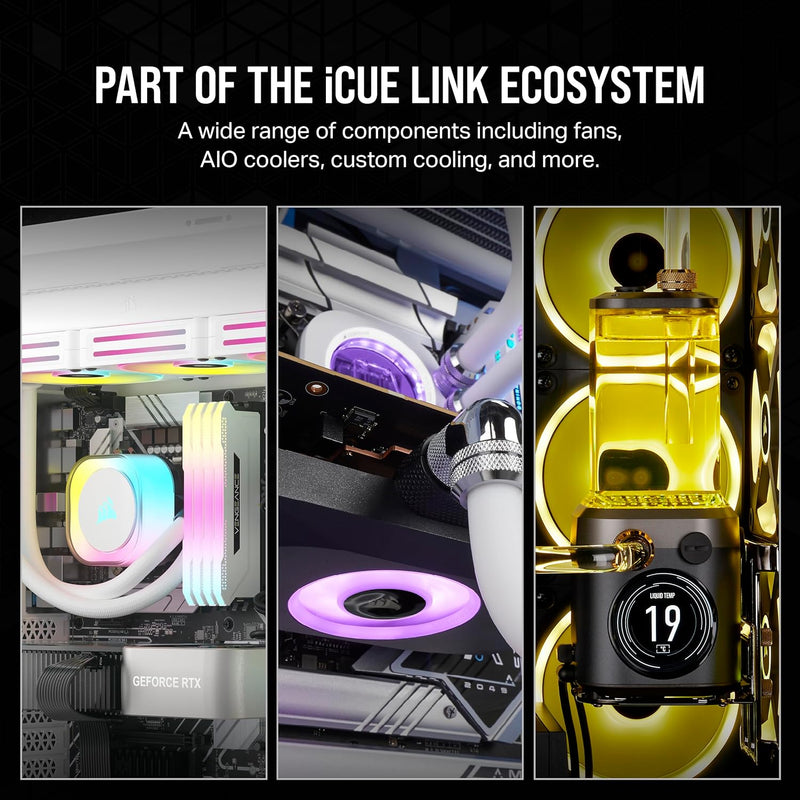 Corsair iCUE LINK QX120 RGB White 120mm PWM PC Case Fan Starter Kit with iCUE LINK System Hub (3-pack) CO-9051006-WW 
