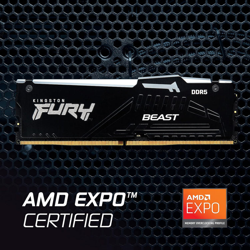 Kingston 64GB Kit (2x32GB) KF556C36BBE2AK2-64 / KF556C36BBEAK2-64 FURY Beast RGB DDR5 5600MHz Memory (AMD EXPO & Intel XMP 3.0)