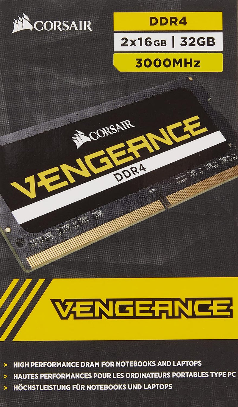 CORSAIR VENGEANCE DDR4 SODIMM 32GB Kit (2x16GB) DDR4 3000MHz CMSX32GX4M2A3000C16 Memory