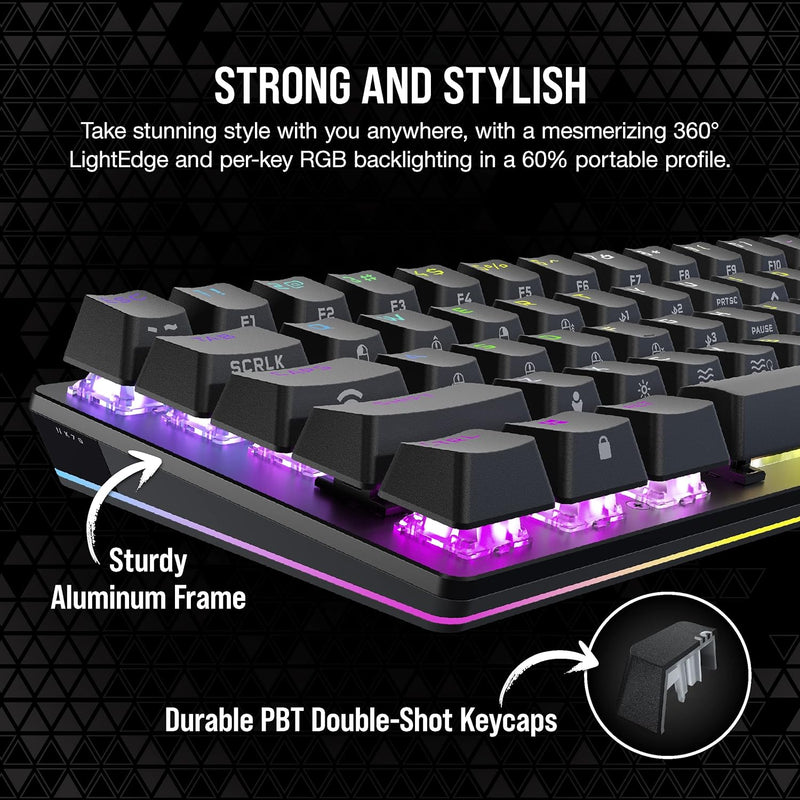 【CORSAIR 5月份電競產品優惠】Corsair K70 PRO MINI WIRELESS 60% Mechanical Keyboard CHERRY MX Red Axis Key Switch with RGB Backlight - Black CH-9189010-NA