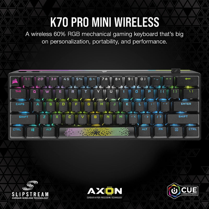 【CORSAIR 5月份電競產品優惠】Corsair K70 PRO MINI WIRELESS 60% Mechanical Keyboard CHERRY MX Red Axis Key Switch with RGB Backlight - Black CH-9189010-NA