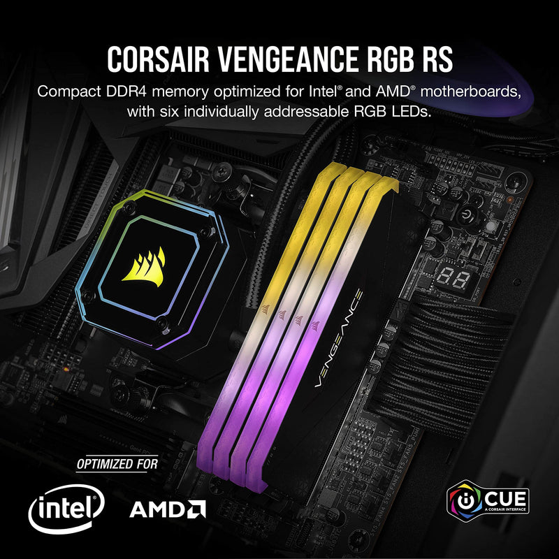 CORSAIR 32GB Kit (2x16GB) VENGEANCE RGB RS CMG32GX4M2D3600C18 DDR4 3600MHz Memory 