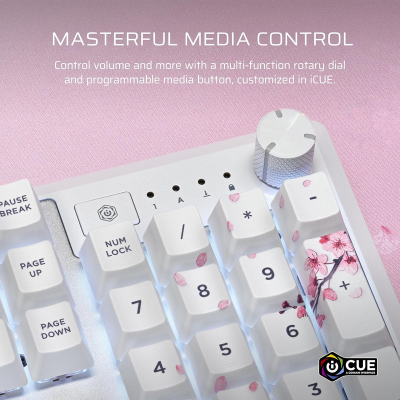 Corsair K70 CORE SE RGB Mechanical Gaming Keyboard with Palm Rest (Cherry MLX Red Switch) Cherry Blossom 櫻花色 CH-9109C1E-NA