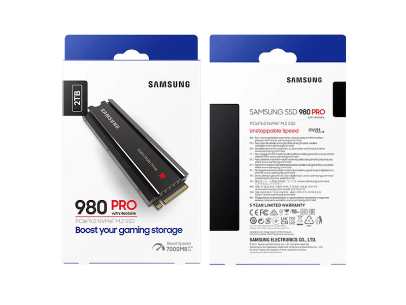 Samsung 2TB 980 PRO w/Heatsink MZ-V8P2T0CW M.2 2280 PCIe Gen4 x4 SSD