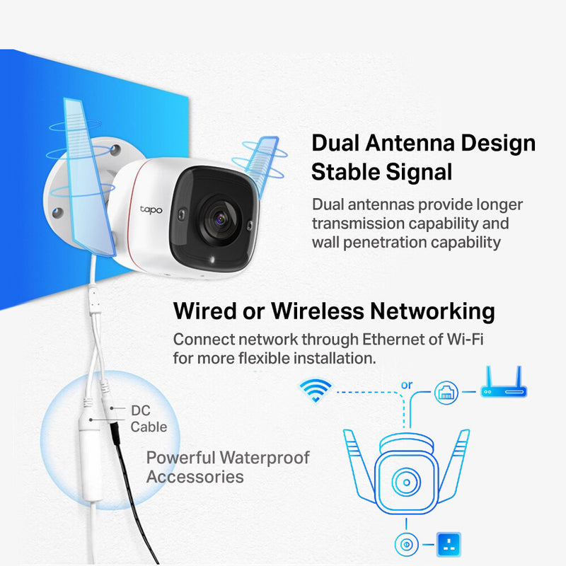 TP-Link Tapo C310P2 3MP Ultra HD Outdoor Smart Security Surveillance WiFi IP Camera CCTV (2件裝)