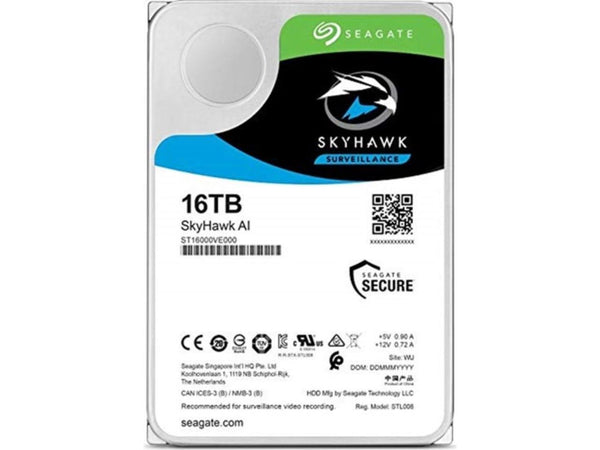 Seagate 16TB SkyHawk AI ST16000VE002 Surveillance 3.5" SATA 7200rpm 256MB Cache HDD