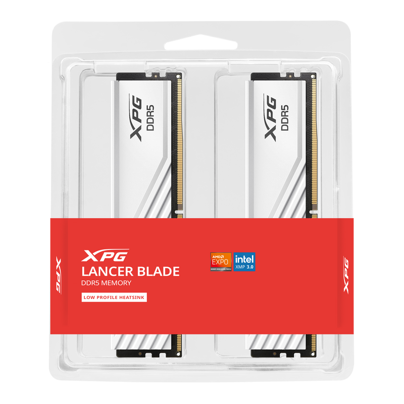 ADATA 32GB Kit (2x16GB) XPG LANCER BLADE White 白色 CL48 AX5U6000C4816G-DTLABWH DDR5 6000MHz Memory AMD EXPO & Intel XMP 3.0 (RM-LBC32W)
