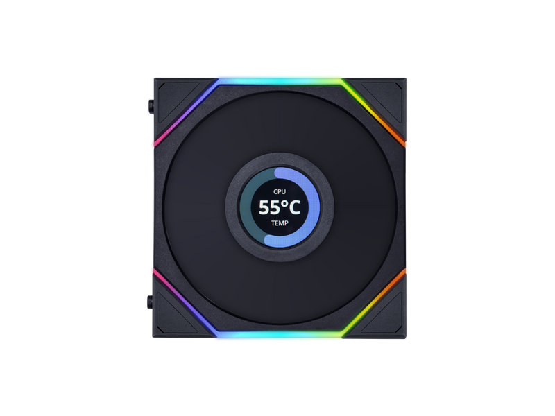 LIAN LI UNI FAN TL 120 LCD 120mm Reverse Blade 3 in 1 Case Fan UF-12RTLLCD3B