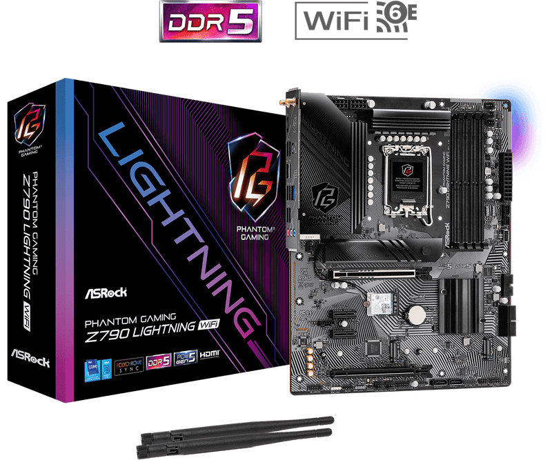 ASRock PHANTOM GAMING Z790 Lightning WiFi DDR5,LGA 1700 ATX Motherboard