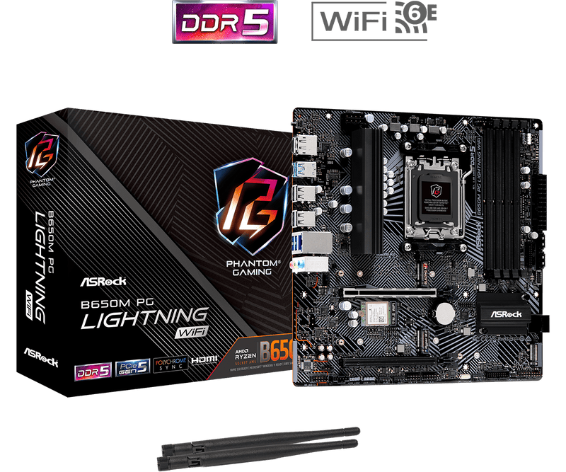 ASRock B650M PG Lightning WiFi DDR5,Socket AM5 mATX Motherboard