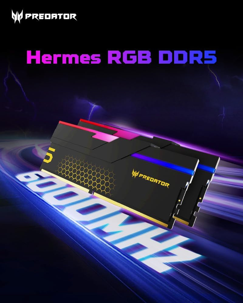 Acer Predator 48GB Kit (2x24GB) HERMES RGB White 白色 BL.9BWWR.660 DDR5 6000MHz CL28 Memory AMD EXPO & Intel XMP 3.0 (RM-AH5D48W)