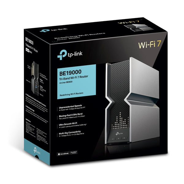 TP-Link Archer BE800 BE19000 Tri-Band WiFi 7 Router with Multi-Link Operation and Maximized Coverage