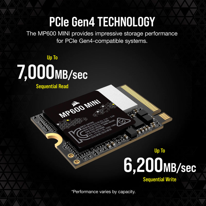 【超值優惠】CORSAIR 1TB MP600 MINI (Gen4) CSSD-F1000GBMP600MNR2 M.2 2230 PCIe Gen4 x4 NVMe SSD