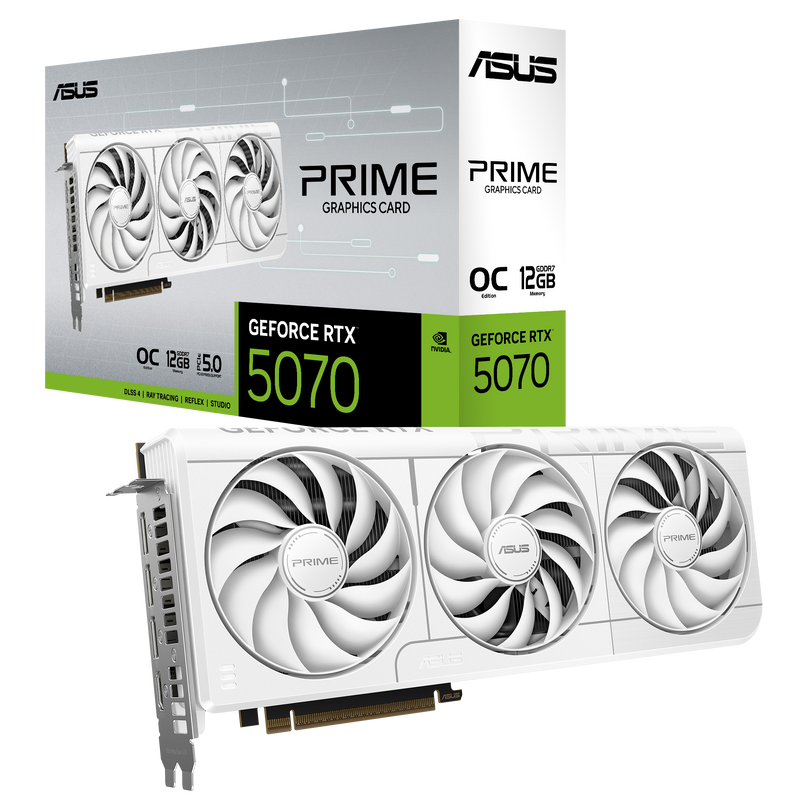 ASUS PRIME GeForce Series RTX 5070 OC White 12GB GDDR7 PRIME-RTX5070-O12G-WHITE (DI-E5070Q1)
