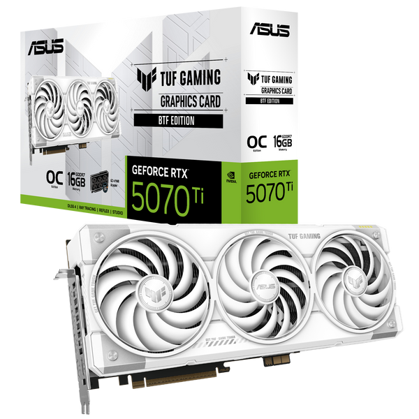 ASUS TUF GeForce RTX 5070 Ti OC White BTF 16GB GDDR7 TUF-RTX5070TI-O16G-BTF-WHITE (DI-E507TB1)