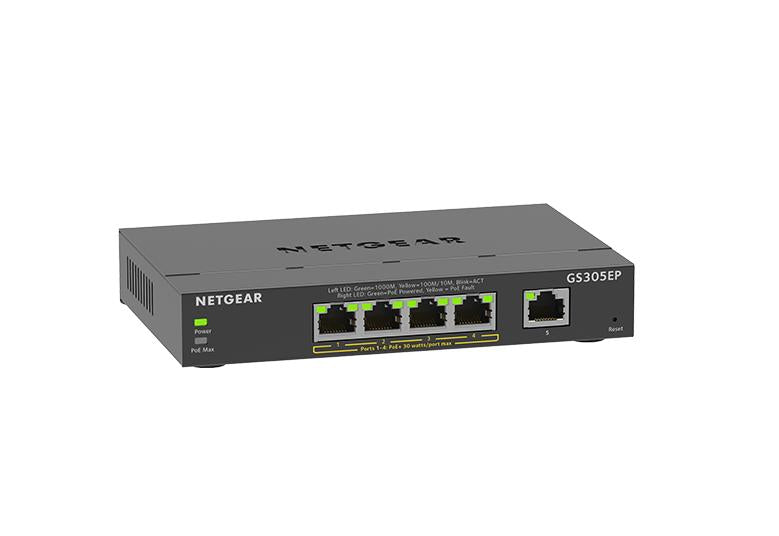 NETGEAR GS305EP 5-Port Gigabit Ethernet SOHO Plus PoE Switch with 4-Port PoE+ (63W)