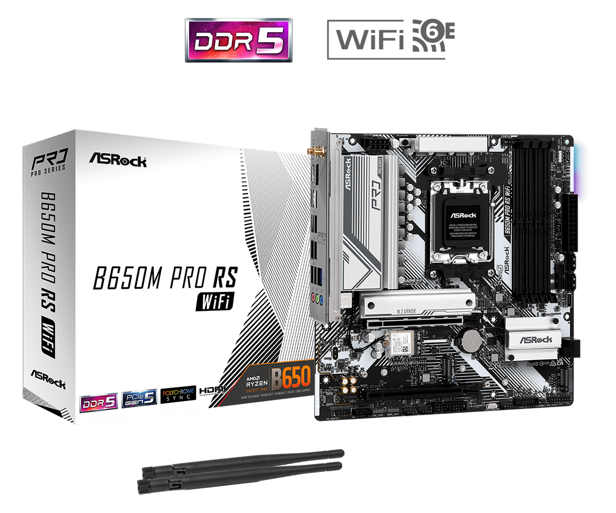 ASRock B650M Pro RS WiFi DDR5,Socket AM5 mATX Motherboard