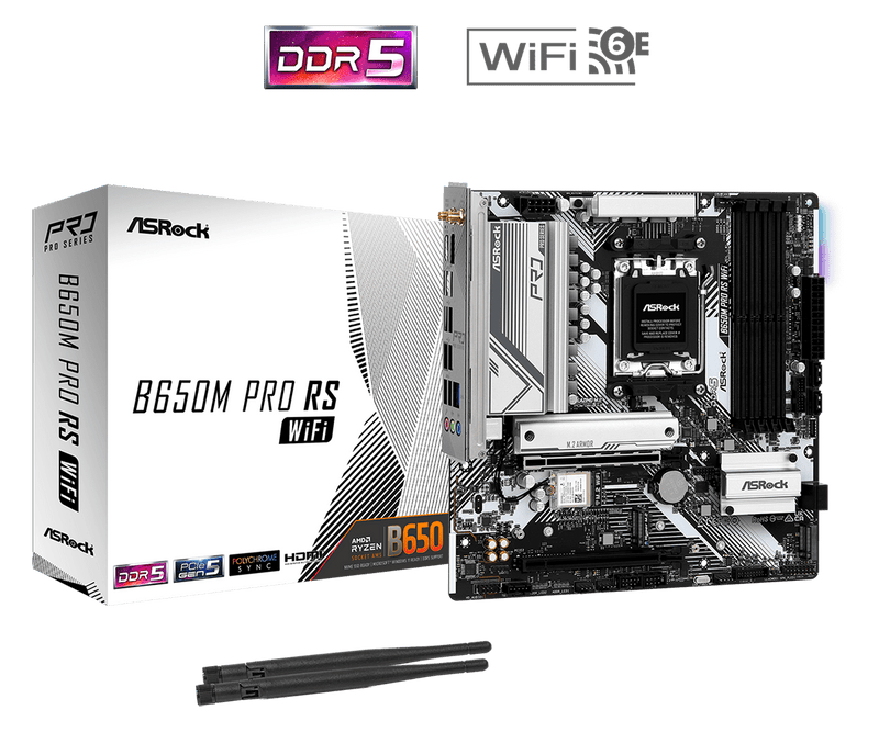 ASRock B650M Pro RS WiFi DDR5,Socket AM5 mATX Motherboard