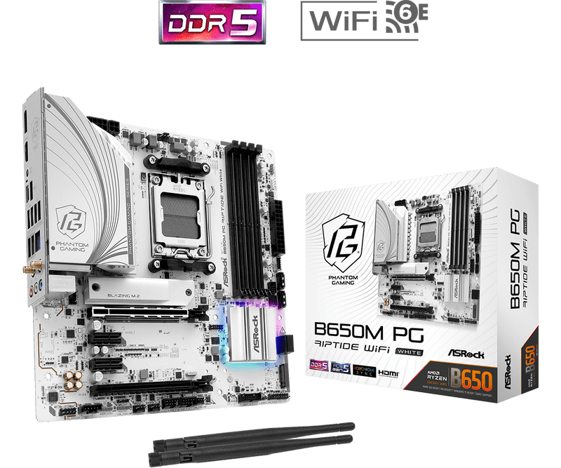 ASRock B650M PG Riptide WiFi White DDR5,Socket AM5 mATX