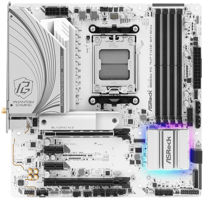 ASRock B650M PG Riptide WiFi White 白色 DDR5,Socket AM5 mATX Motherboard